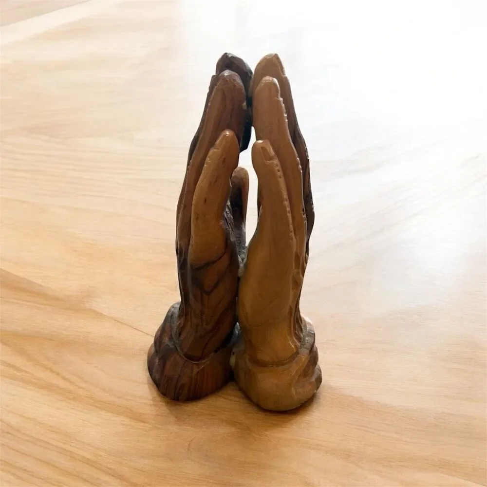 Vintage Praying Hand Wooden Heavy Art Home Decor Decorative Religious Wood